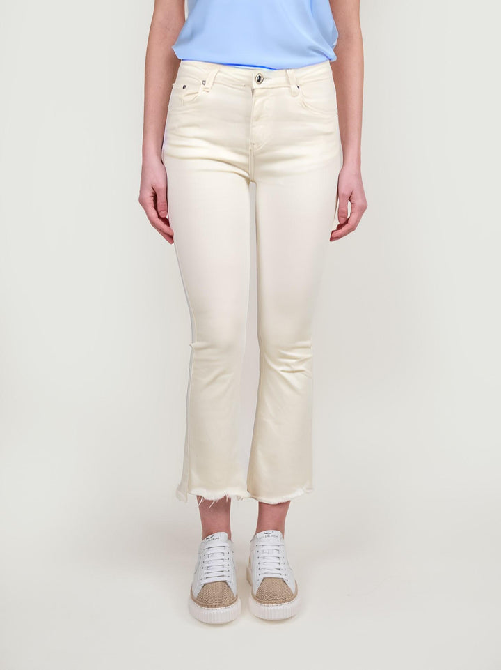 PANTALONE 5 TASCHE SFRANGIATO Bianco 6826/26 BURRO ANDREA MORANDO 