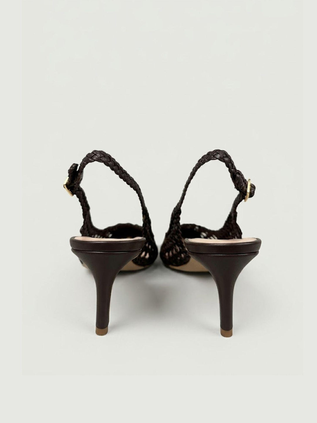 Décolleté slingback intrecciata in pelle testa di moro D107 MOCCA ANDREA MORANDO 