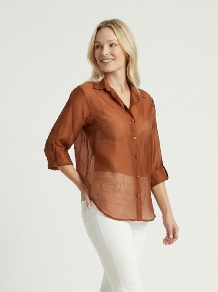 Camicia semitrasparente mattone M796/071 26 ANDREA MORANDO 