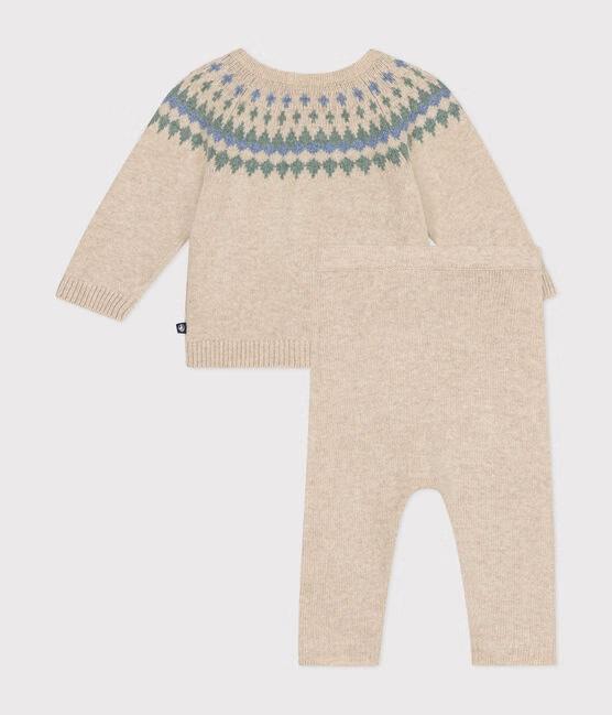 Set 2 pezzi in maglia beige motivo azzurro A0AZJ 01 PETIT BATEAU 