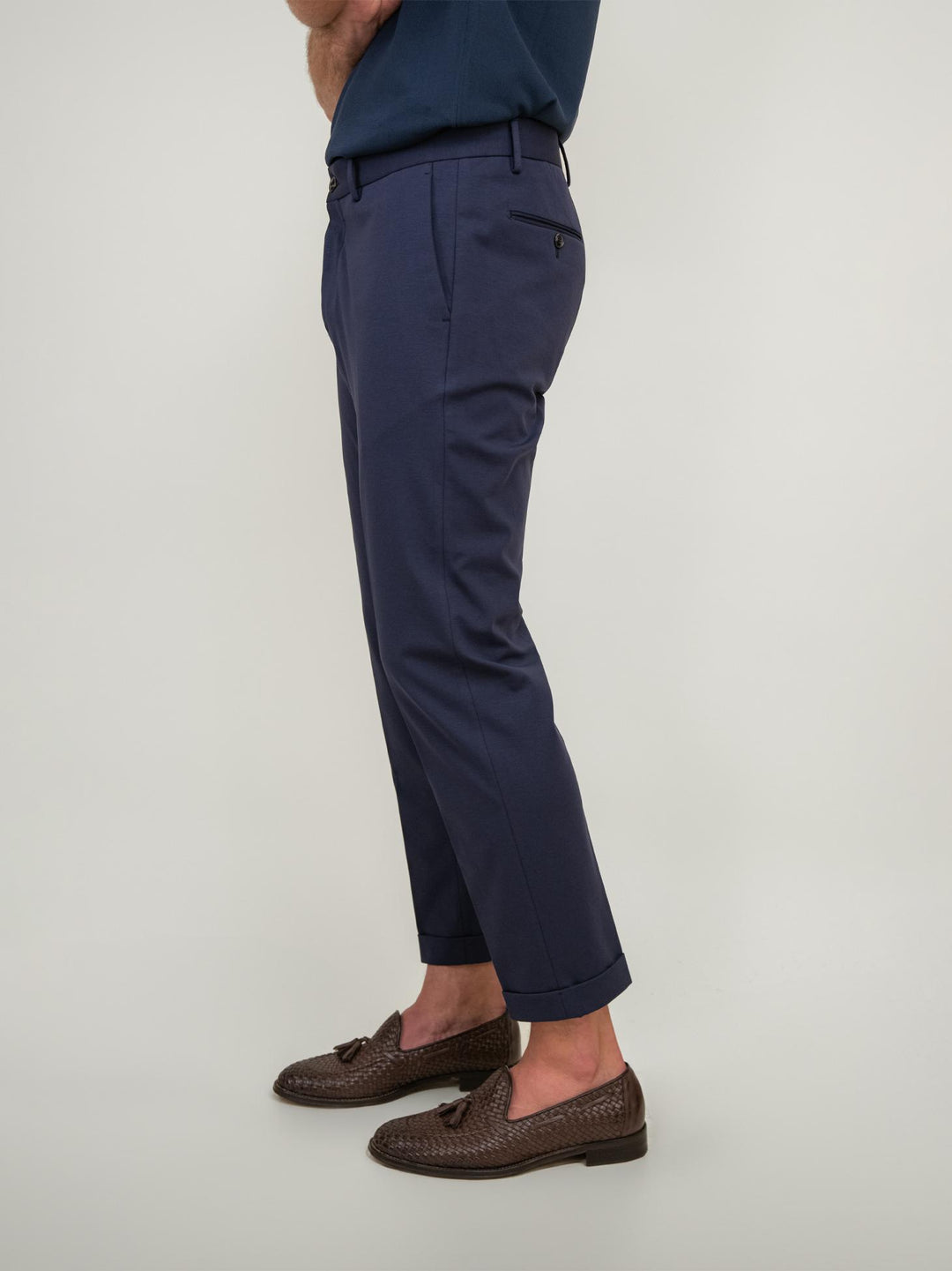 PANTALONE IN MISTO COTONE BLU NAVY S24CT00P036M 174 ANDREA MORANDO 