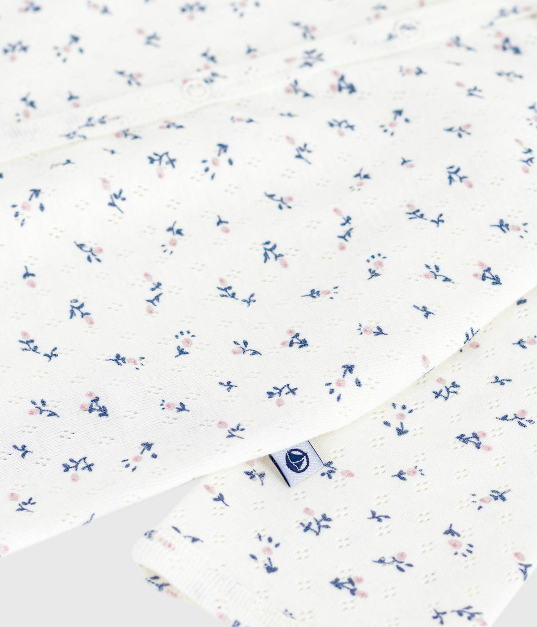 Pigiama senza piedini in cotone traforato con colletto con stampa a fiori neonato A0DVP 07 PETIT BATEAU 