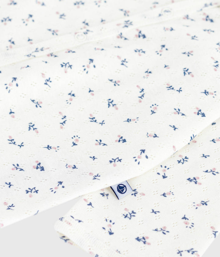 Pigiama senza piedini in cotone traforato con colletto con stampa a fiori neonato A0DVP 07 PETIT BATEAU 