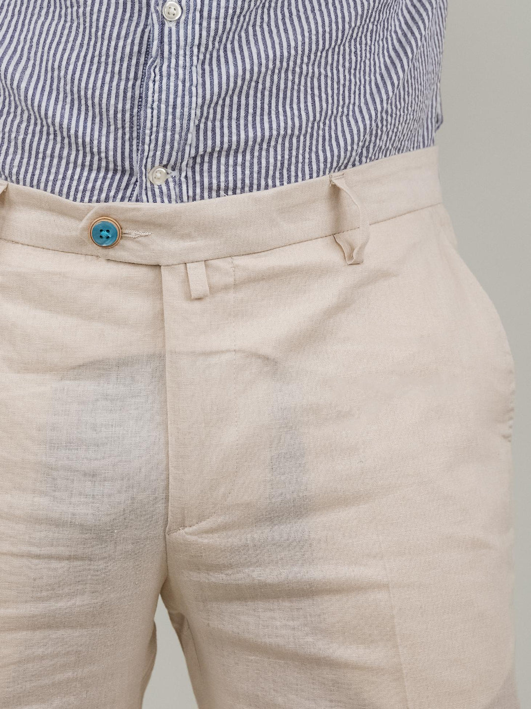 PANTALONE IN MISTO LINO BEIGE P-CYRUS-S124921 091 ANDREA MORANDO 