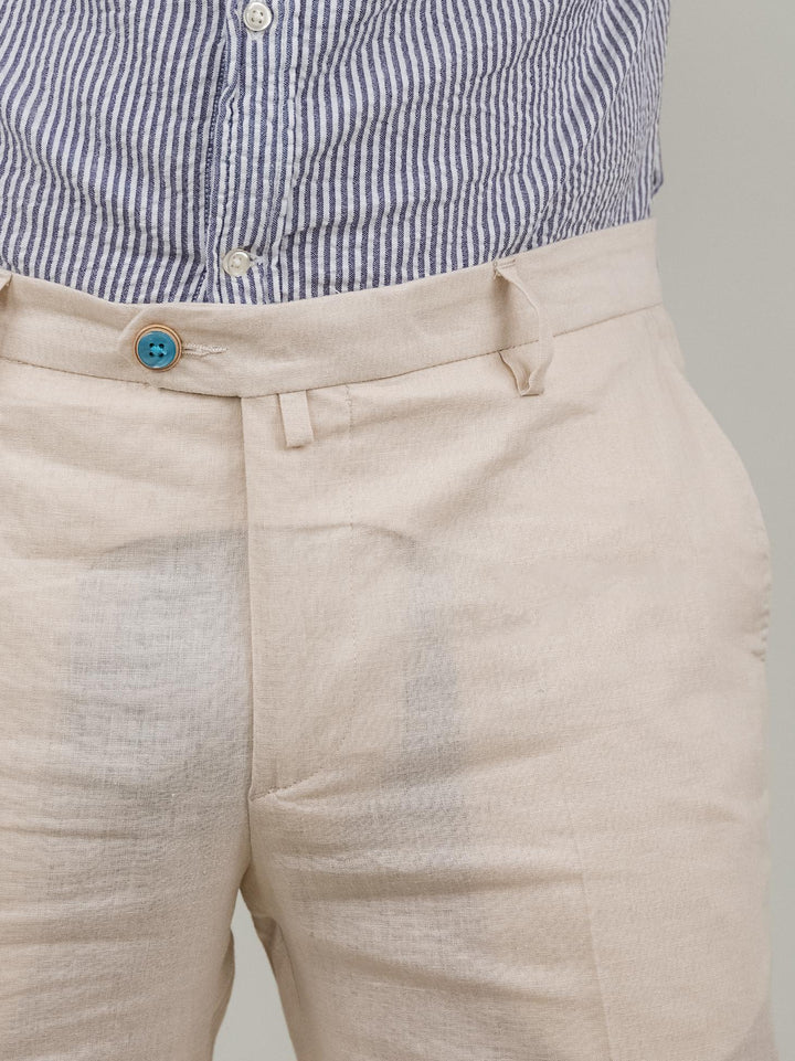 PANTALONE IN MISTO LINO BEIGE P-CYRUS-S124921 091 ANDREA MORANDO 
