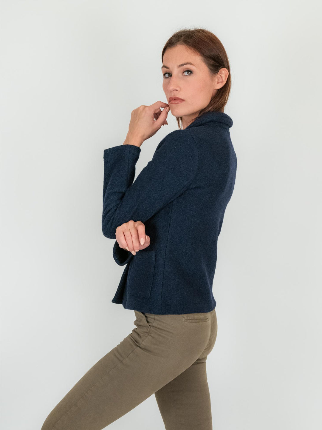GIACCA in LANA COTTA blu 245C1181 304 ANDREA MORANDO 
