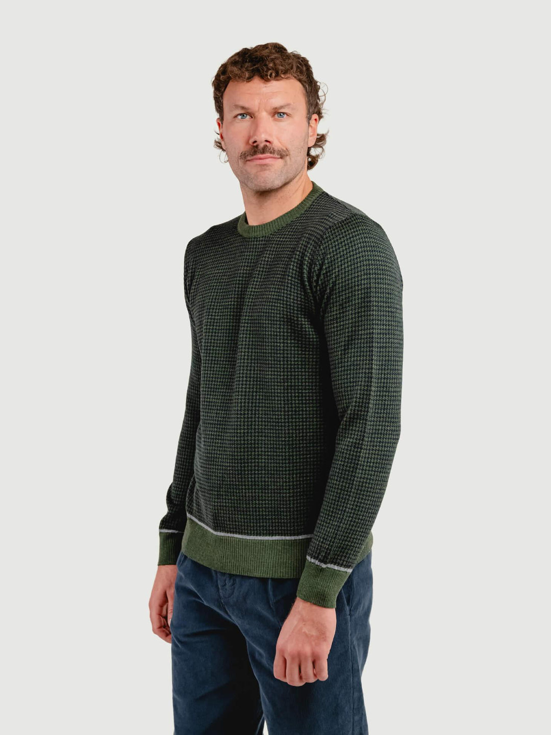 MAGLIA GIROCOLLO CON TRAMA PIED DE POULE VERDE BOSCO 8075 VERDE ANDREA MORANDO 