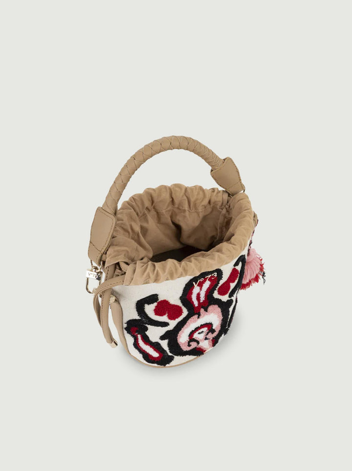 Borsa Marilena a secchiello con ricamo MARILENA SMALL CUOIO V73 
