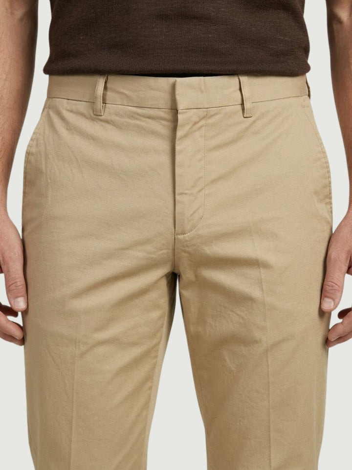 Pantalone chino con gancetto in cotone beige T526BRO 748 NOLAB 