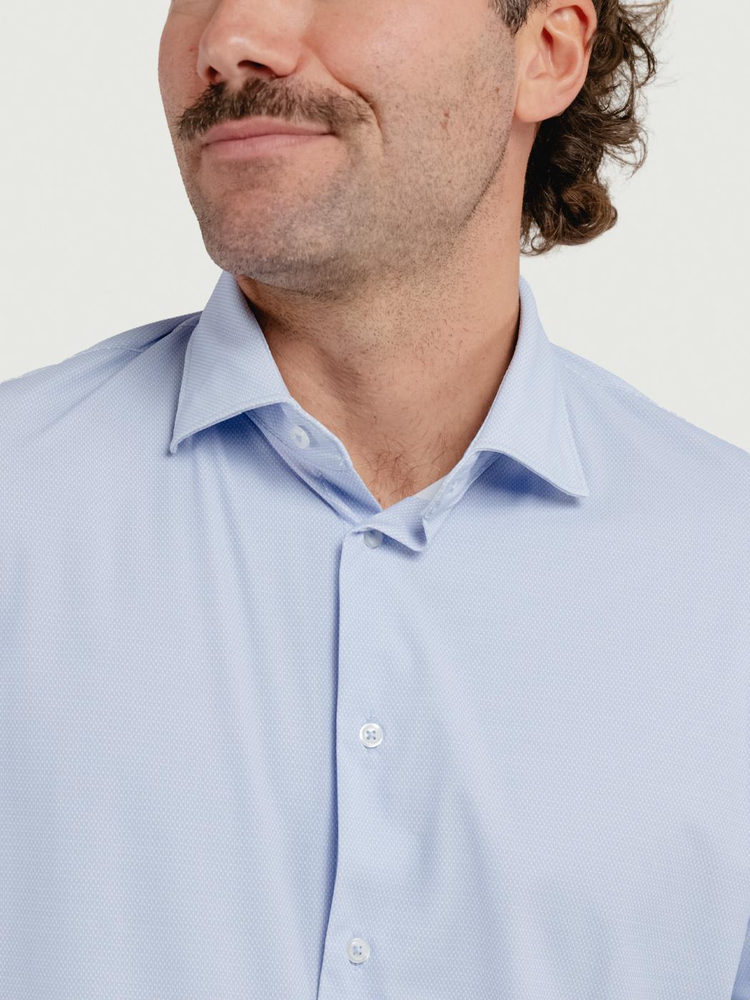 CAMICIA NO STIRO CON MICROFANTASIA AZZURRA BU26W10CAFIO 240 ANDREA MORANDO 
