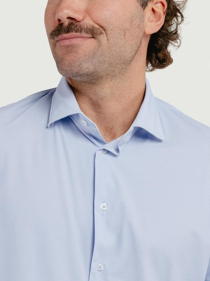 CAMICIA NO STIRO CON MICROFANTASIA AZZURRA BU26W10CAFIO 240 ANDREA MORANDO 
