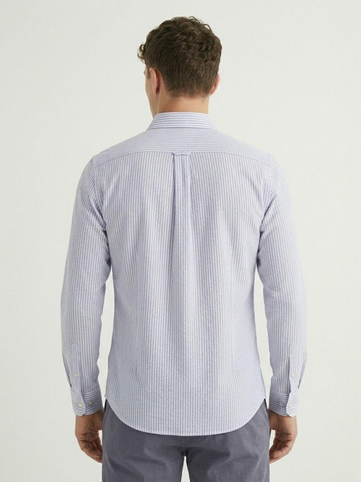 Camicia Bradford in lino azzurro a righe bianche BRADFORD/B16020 03 BAGGIES 
