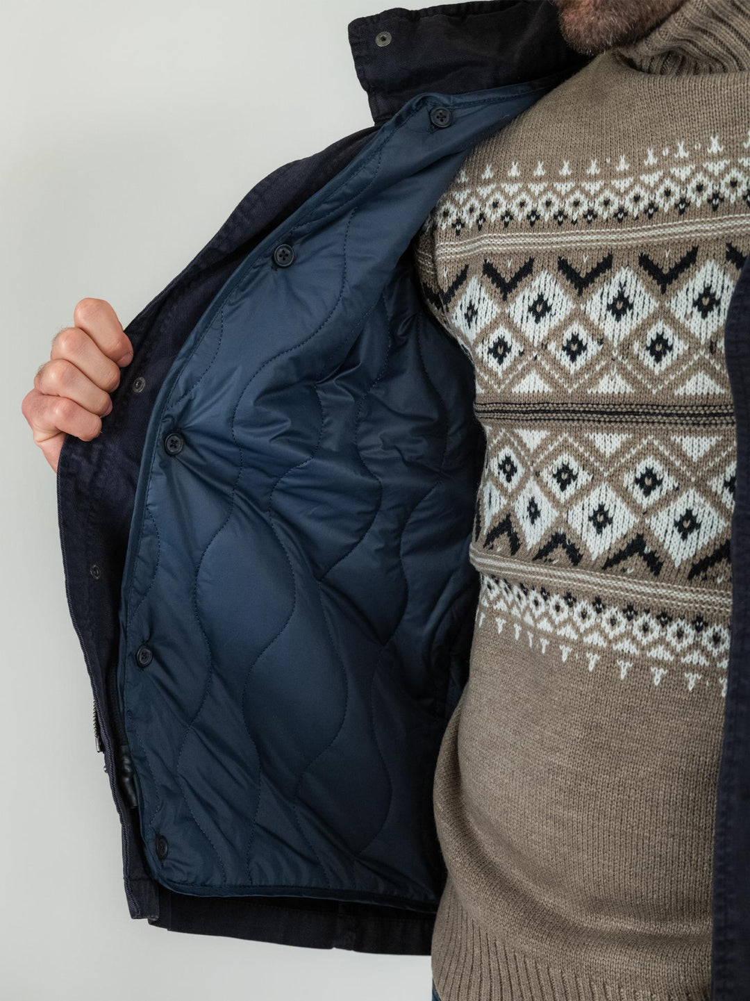 Field jacket in cotone blu con imbottitura separabile BU25W04JKTWILL 200 ANDREA MORANDO 