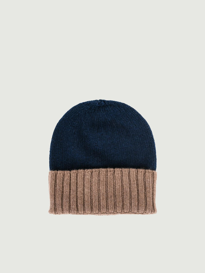 BERRETTO BLU NAVY E MARRONE IN CASHMERE 198B NOTTURNO/LEGNO ANDREA MORANDO 
