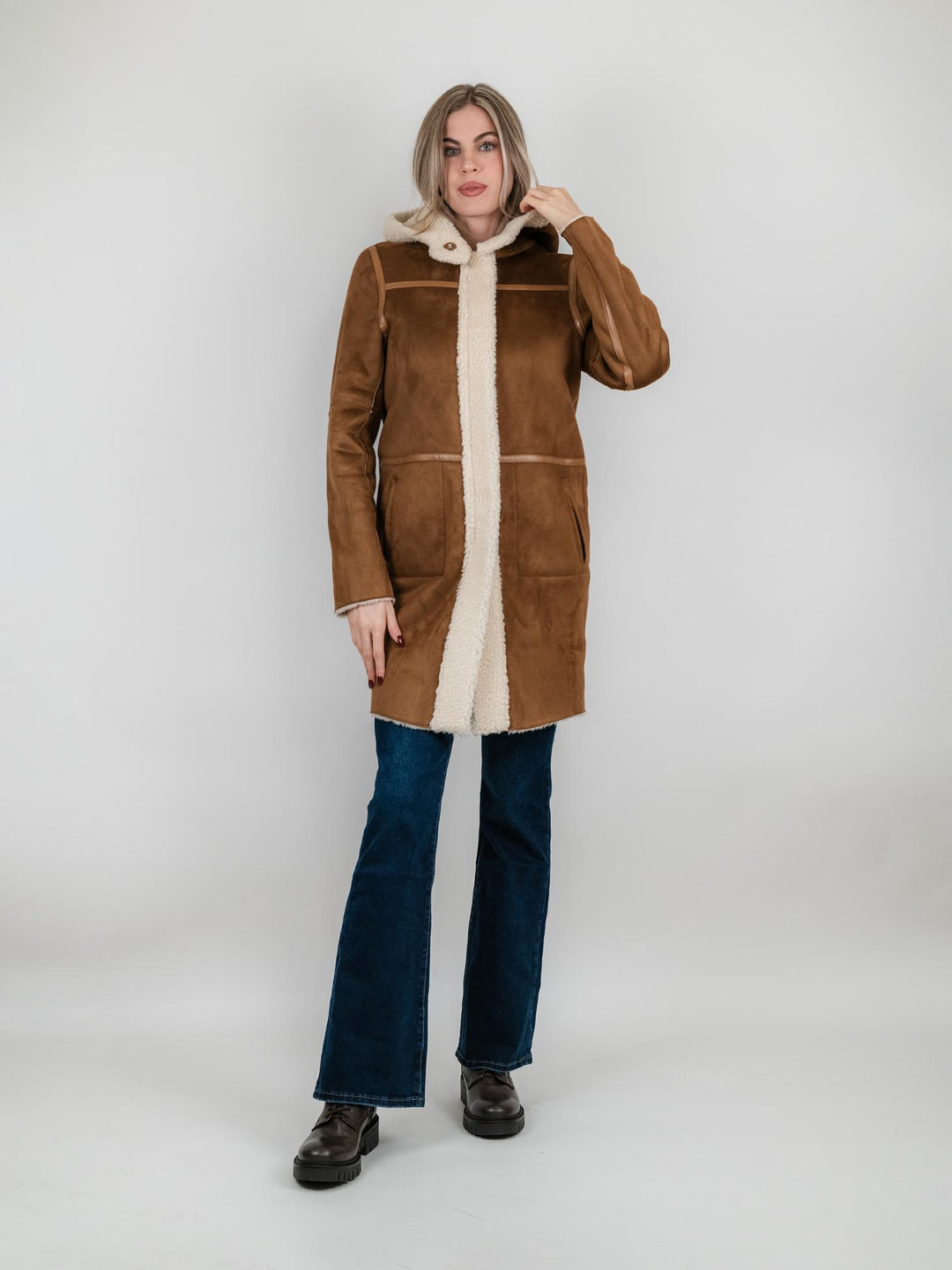 ECOMONTONE CON ZIP REVERSIBILE CARAMELLO E PANNA B365MONT 06 ANDREA MORANDO 