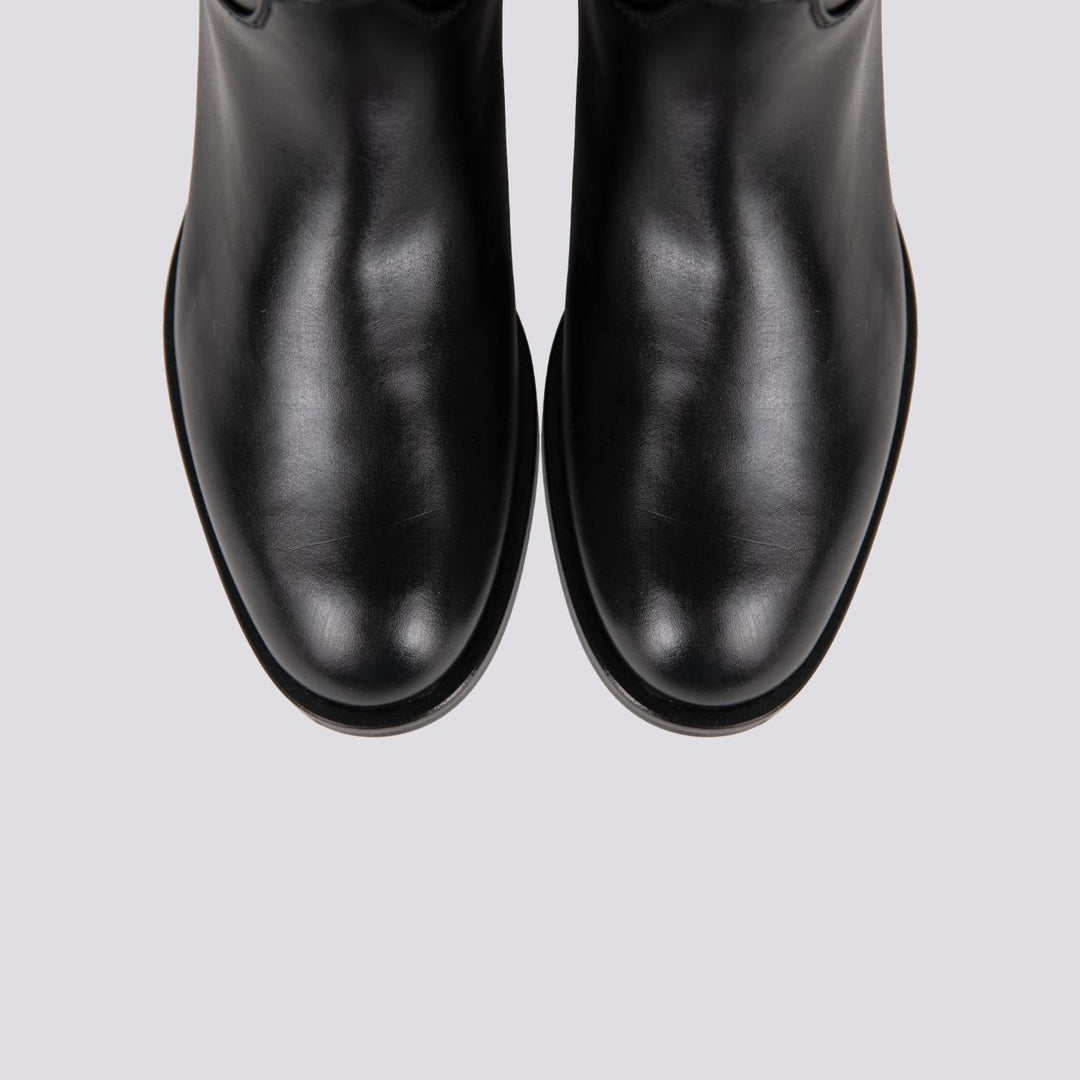 STIVALE ALTO CON GAMBALE ASIMMETRICO IN PELLE NERA B5333/CAV NERO ANDREA MORANDO 