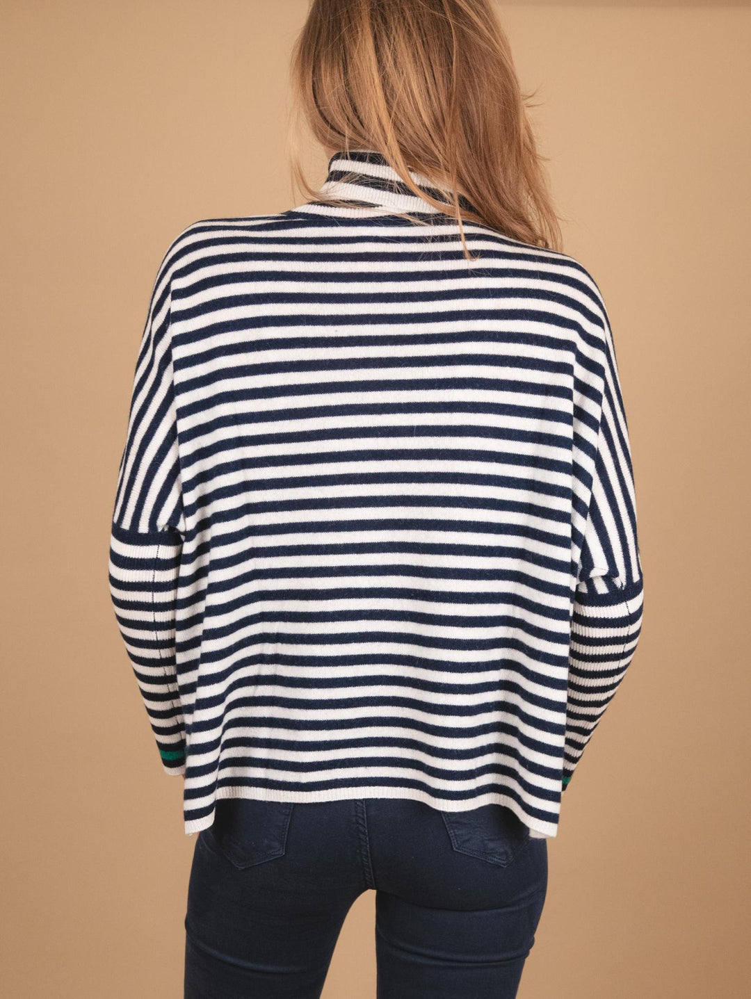 DOLCEVITA OVERSIZE IN CASHMERE  A RIGHE NERE JOANNA RIGHEBIANCHE ABSOLUT CASHMERE 