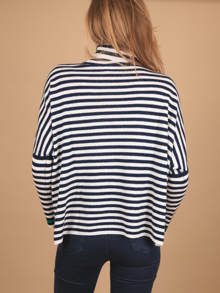 DOLCEVITA OVERSIZE IN CASHMERE  A RIGHE NERE JOANNA RIGHEBIANCHE ABSOLUT CASHMERE 
