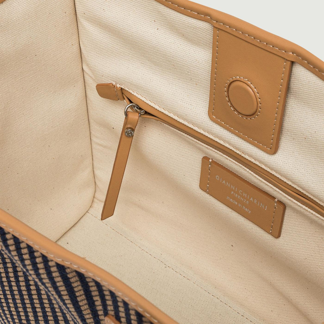 BORSA SHOPPING MISS MARCELLA IN PELLE E TESSUTO BS 9752/24PE CAB 12212 GIANNI CHIARINI 