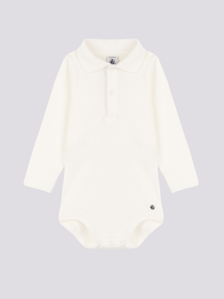 BODY A MANICA LUNGA BEBÈ CON COLLETTO POLO IN COTONE A05Q2 01 PETIT BATEAU 