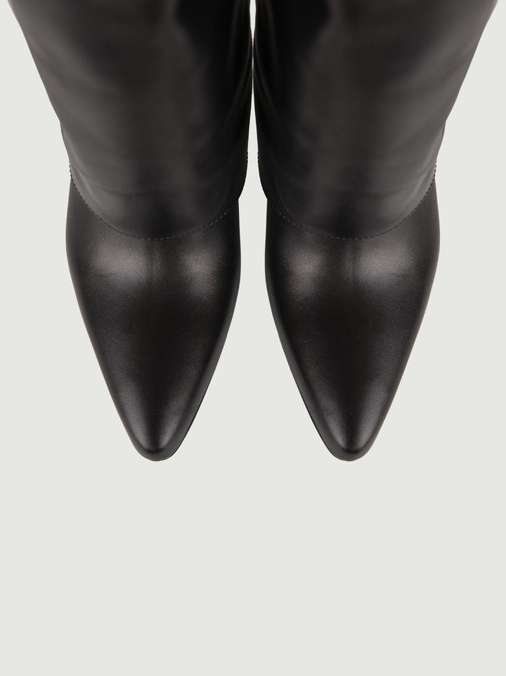STIVALE IN PELLE NERA CON MAXI RISVOLTO 1454/16 NERO ANDREA MORANDO 