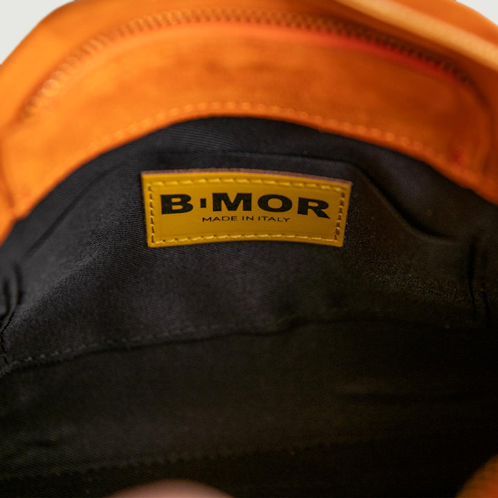 BORSA A TRACOLLA IN CAMOSCIO ARANCIONE CON INSERTI IN PELLE CUOIO "SOPH" SOPH ARANCIO BIMOR 