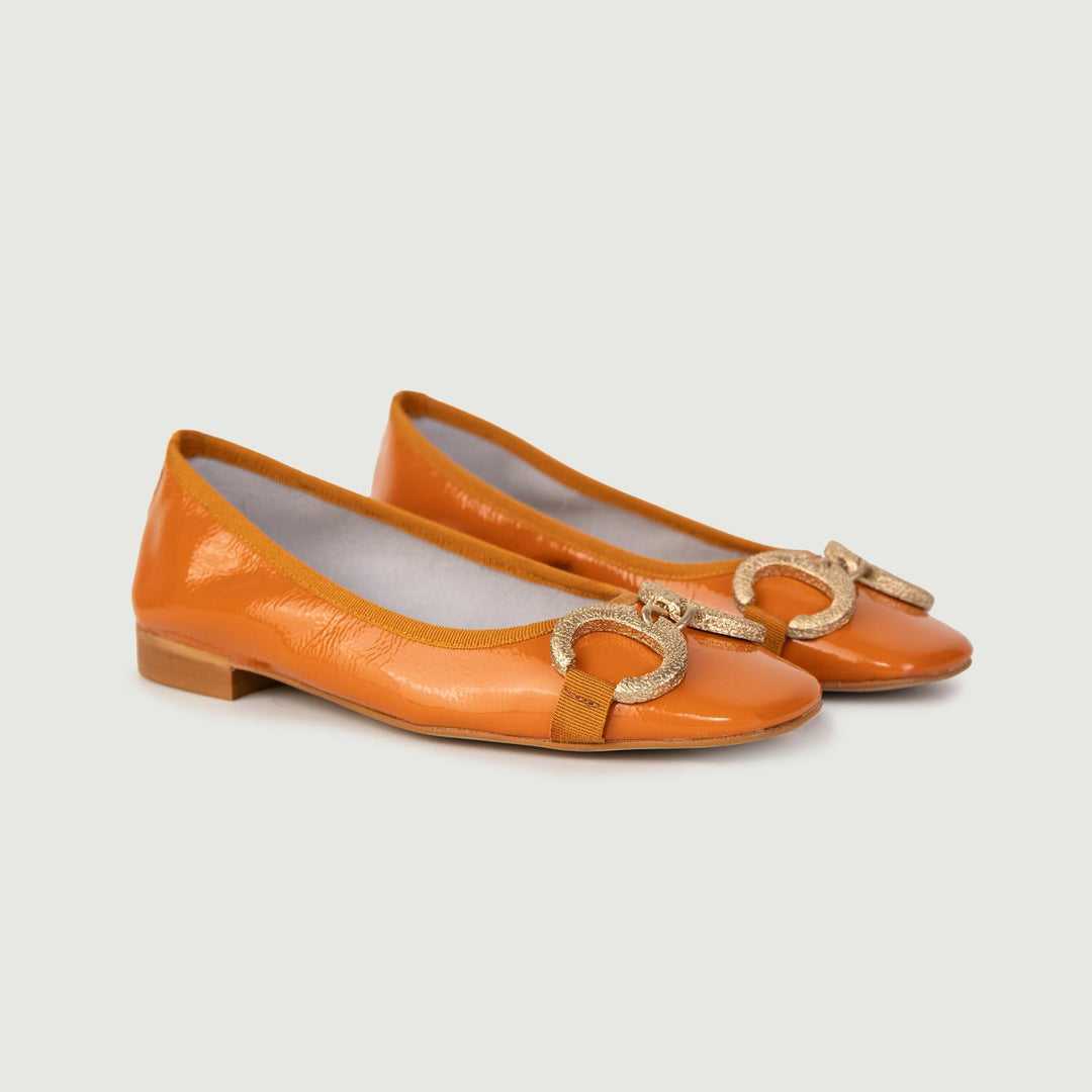 BALLERINE IN NAPLAK ARANCIO CON DETTAGLIO IN METALLO 4875NAPLAK ARANCIO ANDREA MORANDO 