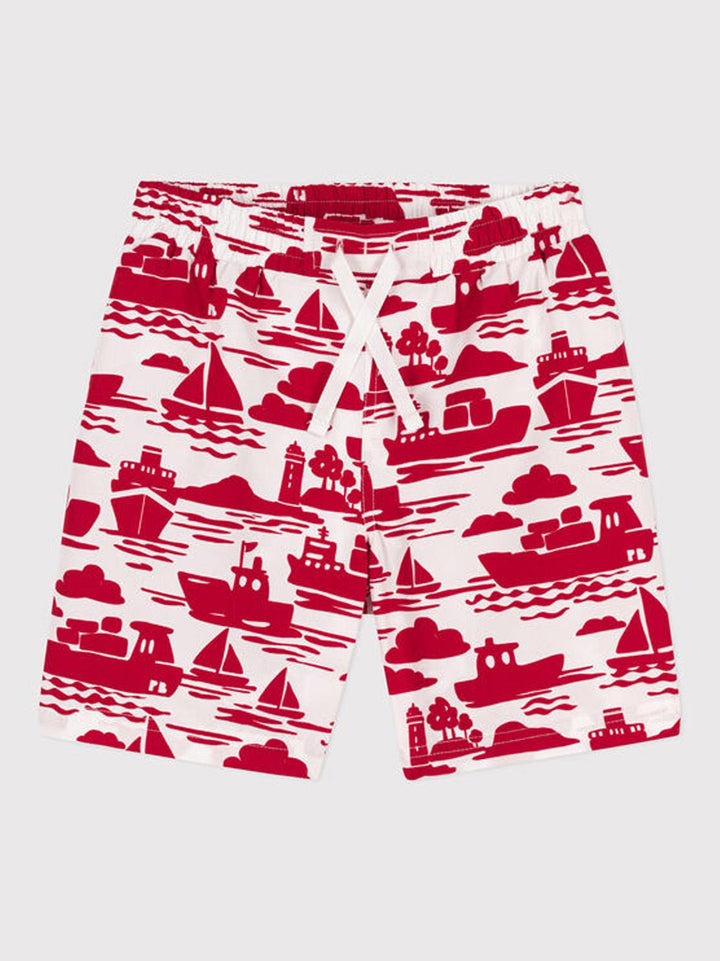 Shorts da mare bambino riciclati con stampa A06JU 01 PETIT BATEAU 