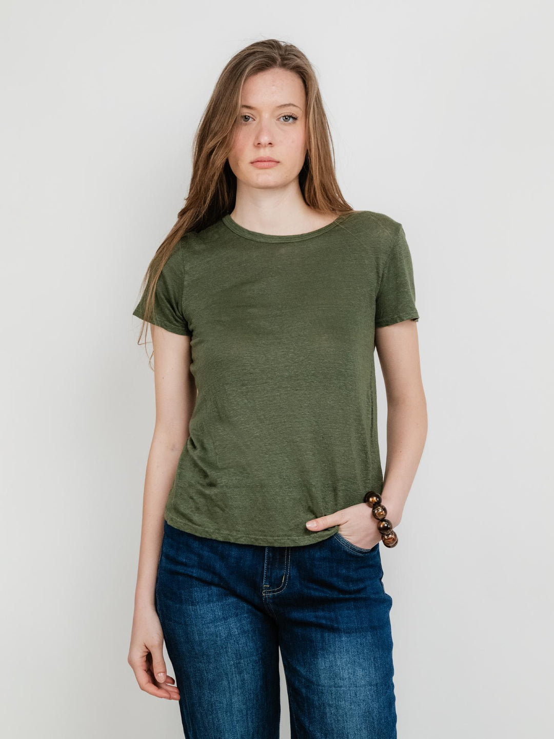 T-SHIRT VERDE MILITARE IN LINO 2944 MILITARE ANDREA MORANDO 