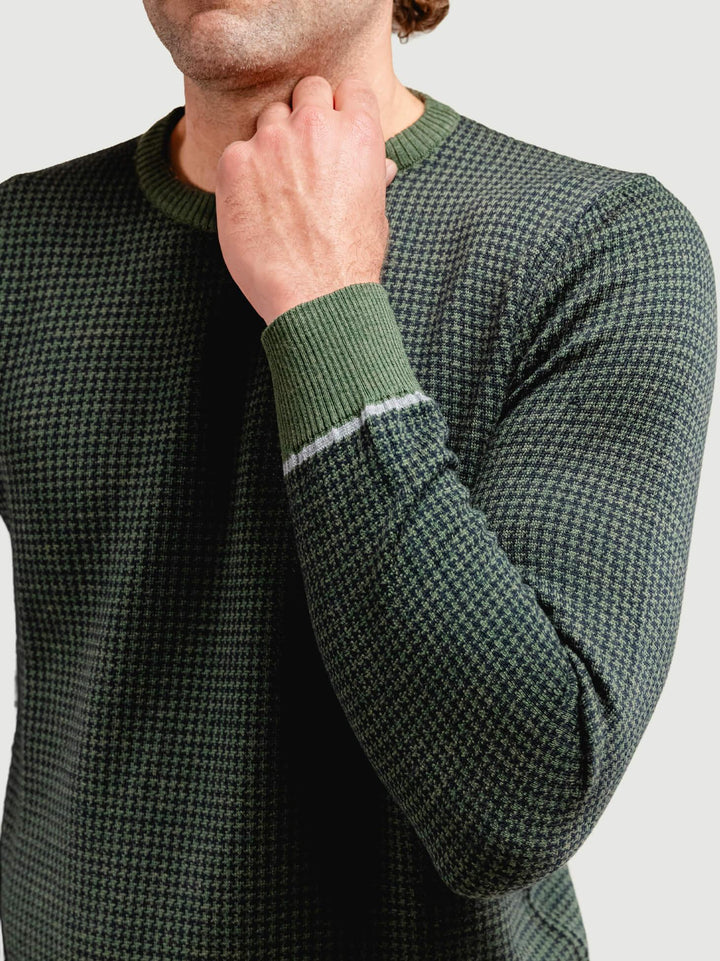 MAGLIA GIROCOLLO CON TRAMA PIED DE POULE VERDE BOSCO 8075 VERDE ANDREA MORANDO 