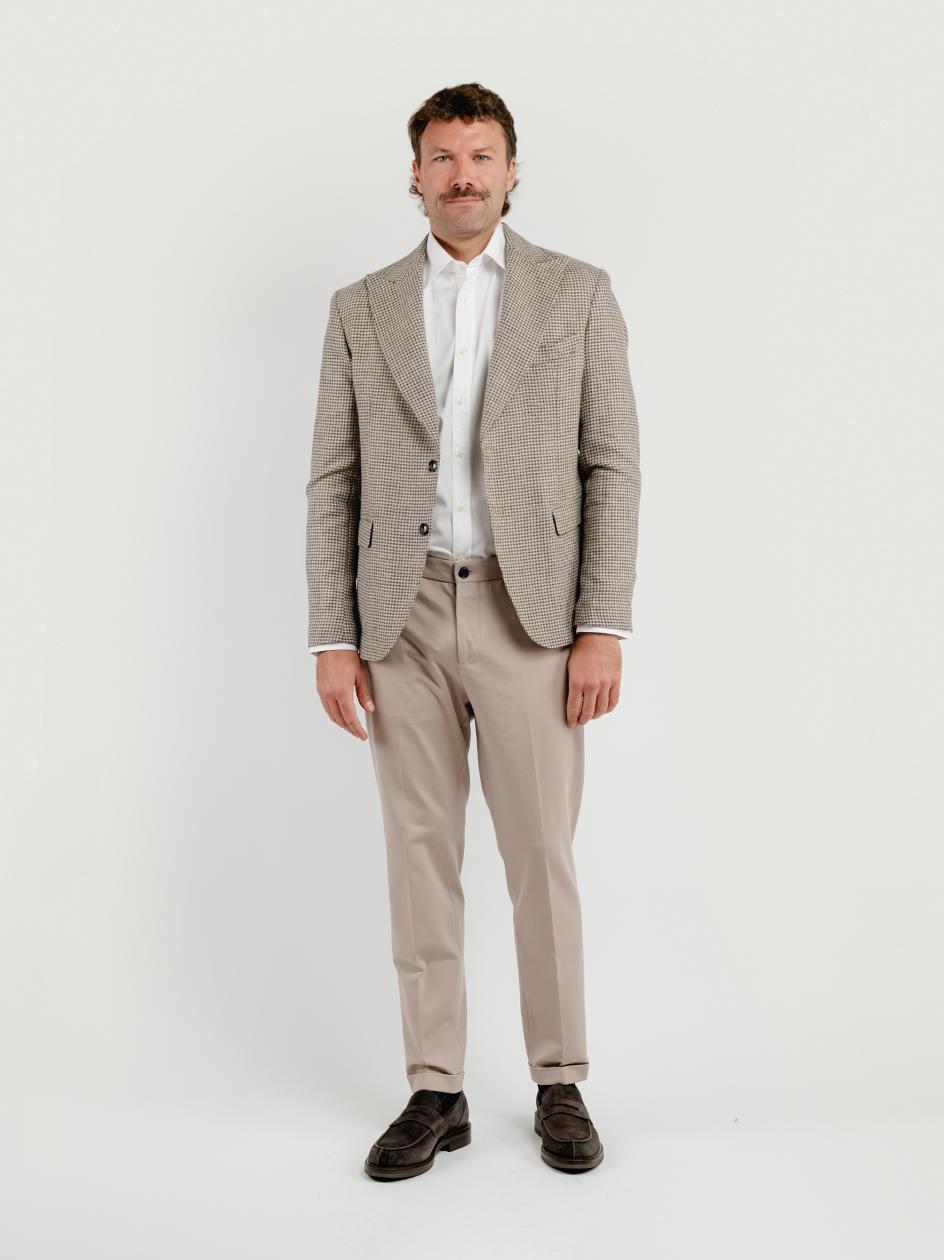 BLAZER MONOPETTO PIED DE POULE COLOR FANGO G012 613 ANDREA MORANDO 