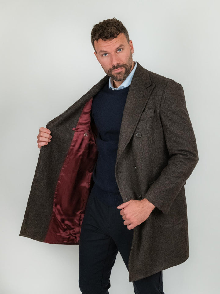 CAPPOTTO DOPPIOPETTO SPIGATO IN LANA VERGINE MARRONE CAPPOTTO T MORO ANDREA MORANDO 