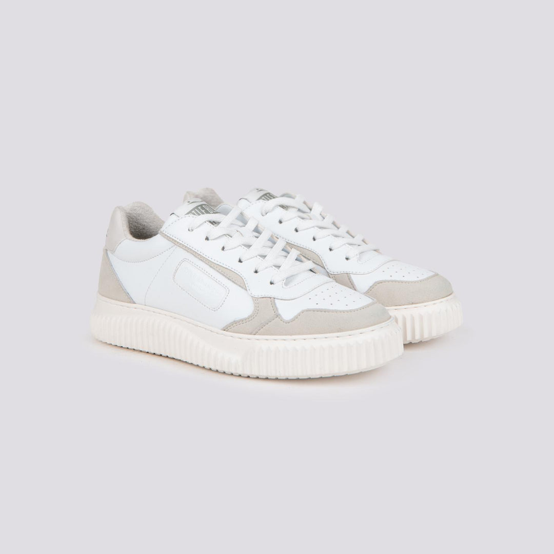 Sneakers in pelle Hybro city bianco beige 2017044 141B61 VOILE BLANCHE 
