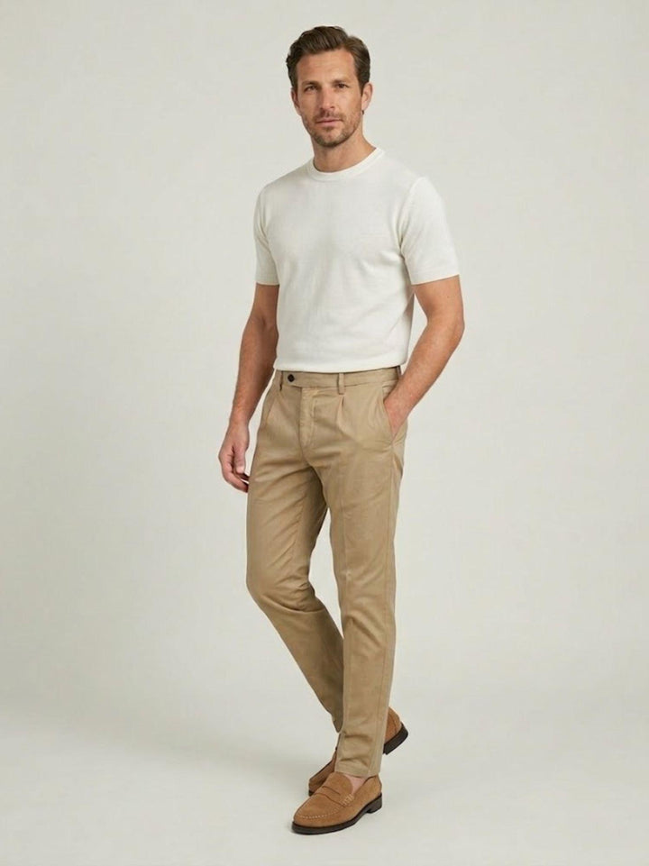 Pantalone chino con pences in cotone beige T623THI 748 NOLAB 