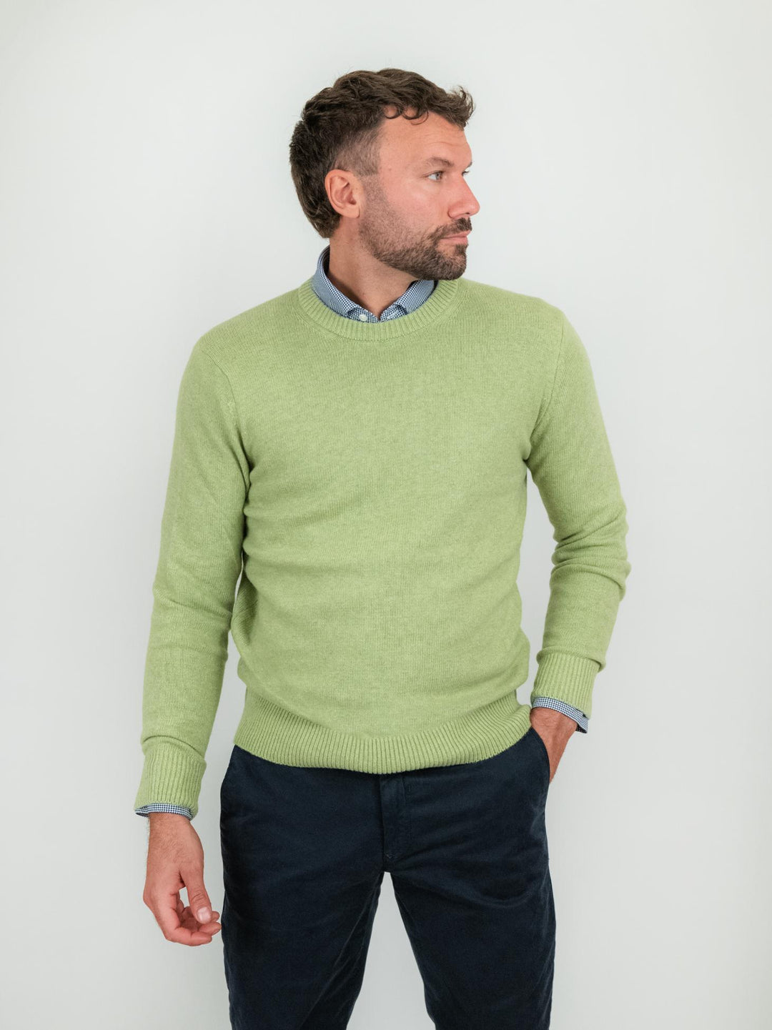 MAGLIONE GIROCOLLO LIME MISTO CASHMERE 1211224 382 ANDREA MORANDO 