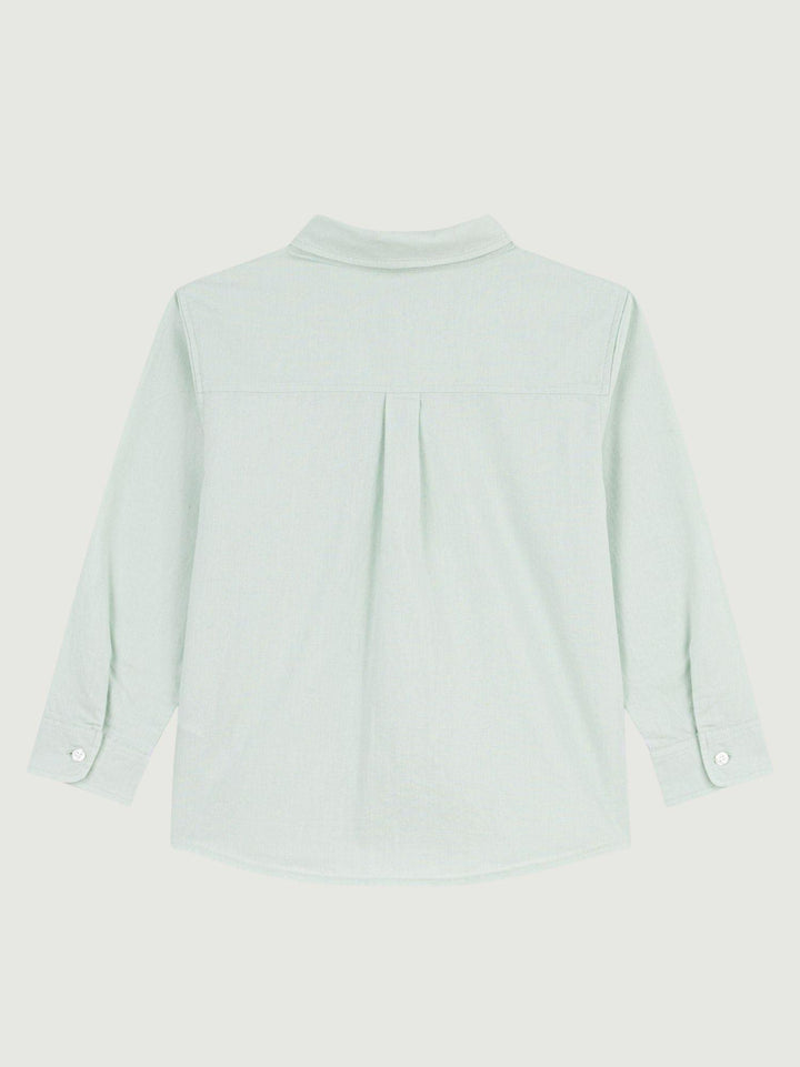 Camicia in cotone e lino verde acqua A0F5H 01 PETIT BATEAU 
