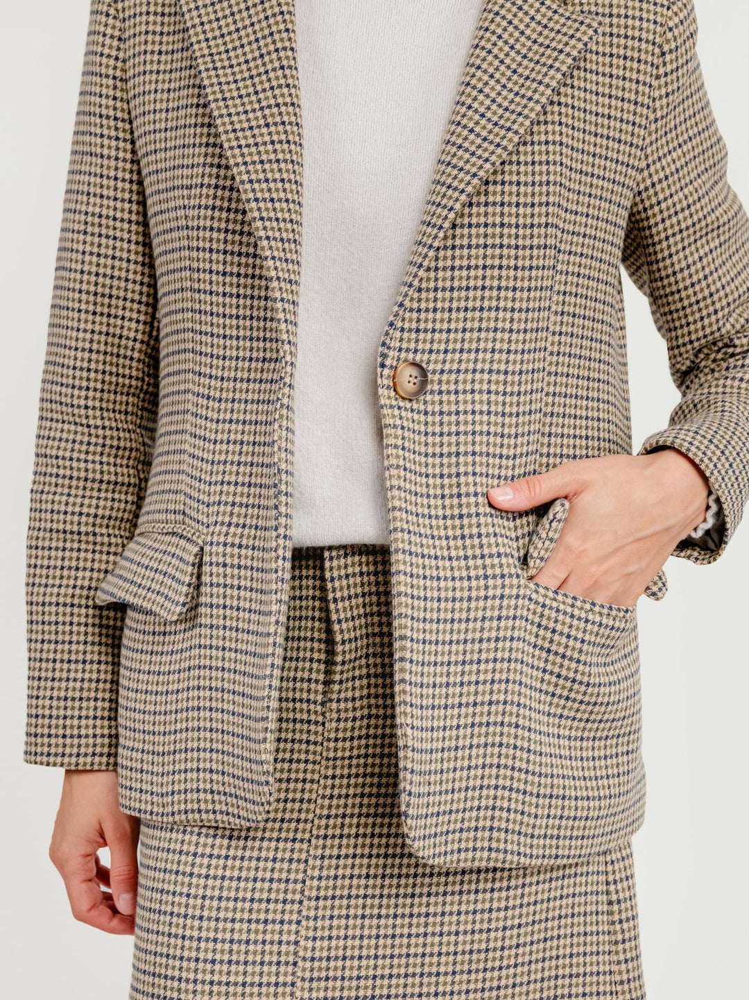 BLAZER PIED DE POULE BEIGE 9853 PIED DE POULE ANDREA MORANDO 