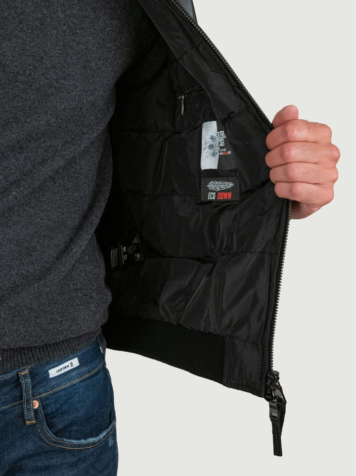 GIUBBOTTO IMBOTTITO IN PELLE NERA DEREK SEAMLESS DEREK SEAMLESS 20 JACK LEATHER 