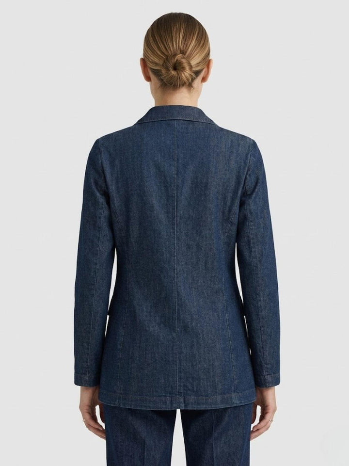 Blazer doppiopetto chambray in cotone lavaggio medio 3352CH MEDIO ANDREA MORANDO 