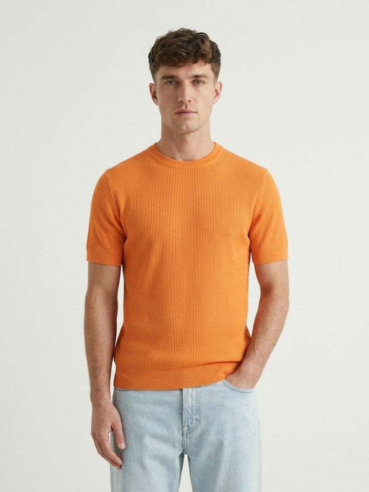 T-shirt girocollo in tencel arancione 9-LY0014 5006 ANDREA MORANDO 
