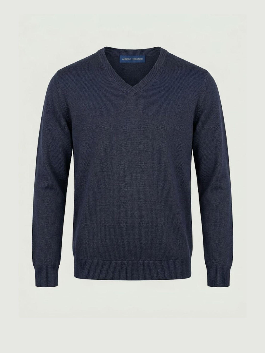 Maglia a V in cotone rasato blu navy 3851900 220 ANDREA MORANDO 