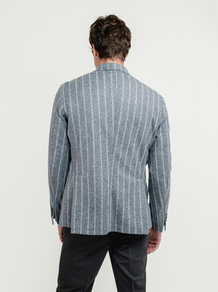 BLAZER DOPPIOPETTO MISTO LANA GESSATO GRIGIO G007 172 ANDREA MORANDO 