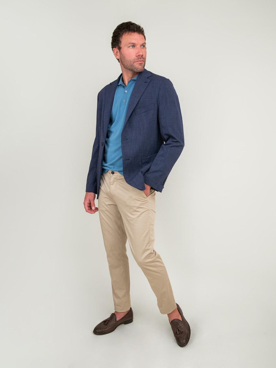 BLAZER IN MISTO COTONE BLU NAVY OF1S2S4G014M 174 ANDREA MORANDO 