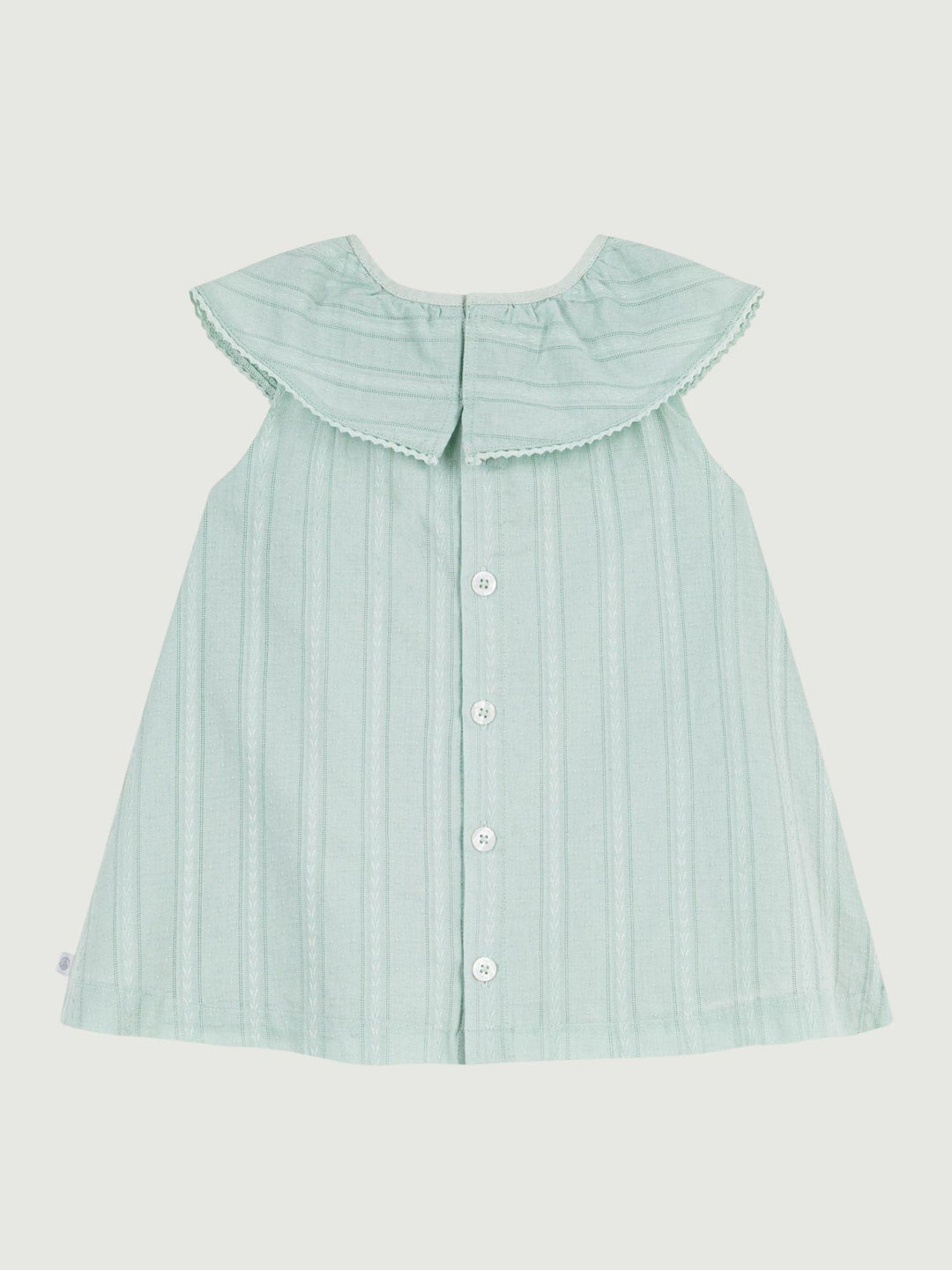 Vestito con volant e righe verticali in cotone blu A0F50 01 PETIT BATEAU 