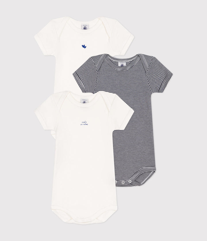 Confezione da 3 body a maniche corte in cotone neonato A0BDT 00 PETIT BATEAU 