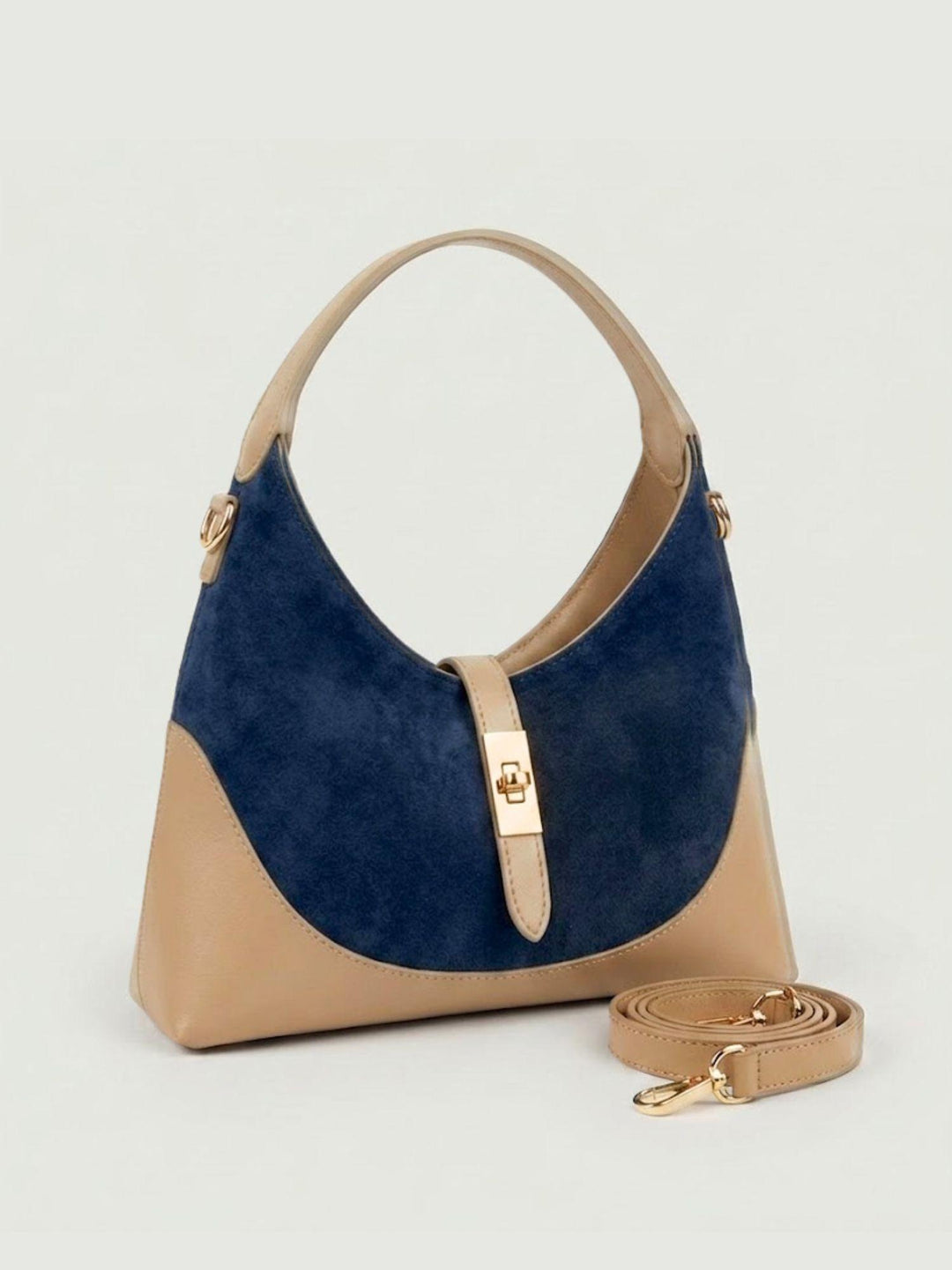 Borsa a spalla Elly in pelle scamosciata blu ELLY BLU BIMOR 