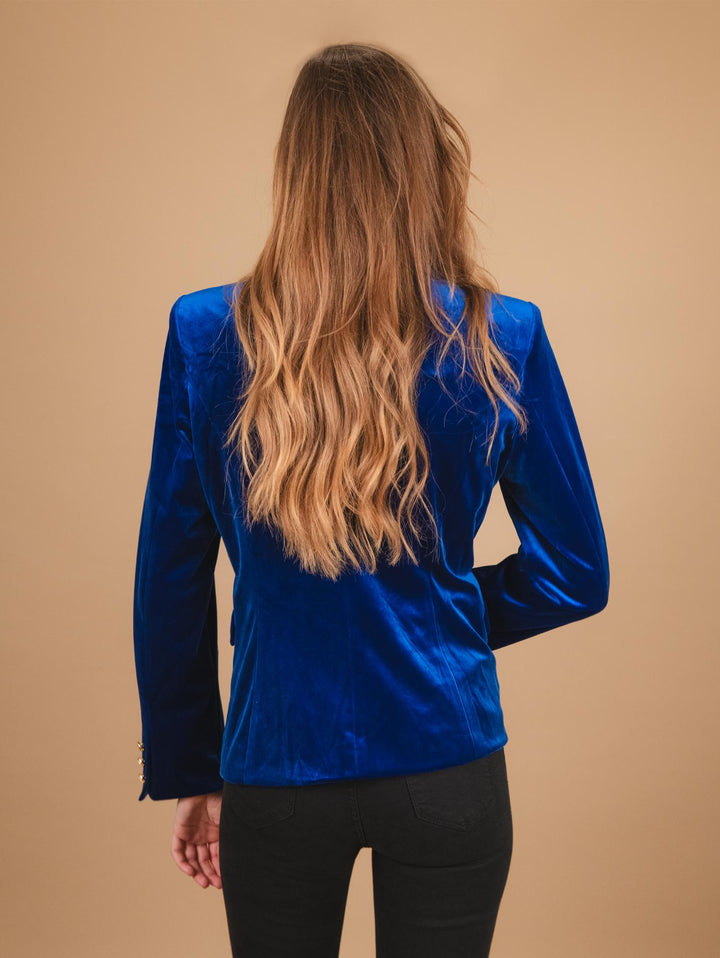 Blazer doppiopetto in velluto blu elettrico V2021 BLUETTE ANDREA MORANDO 