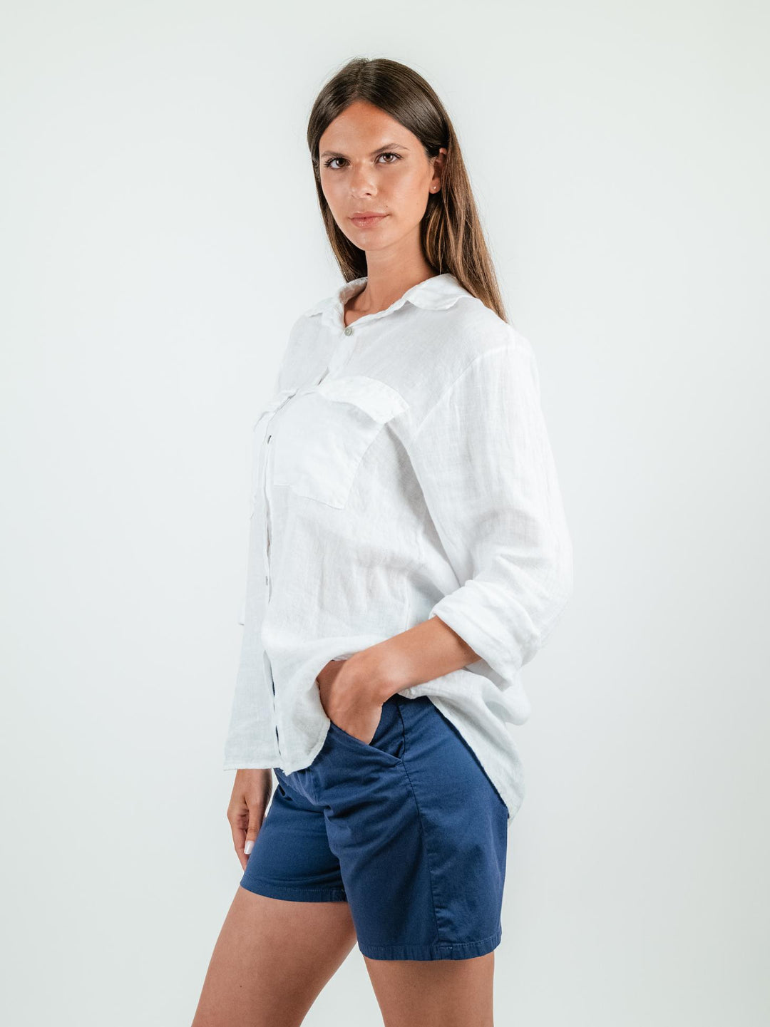 CAMICIA OVERSIZE IN LINO BIANCA 4522 BIANCO ANDREA MORANDO 