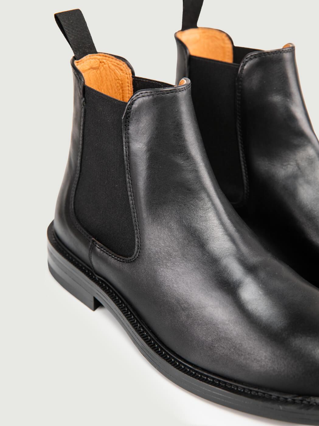 STIVALETTO CHELSEA IN PELLE NERO 2320 NERO SAXONE 