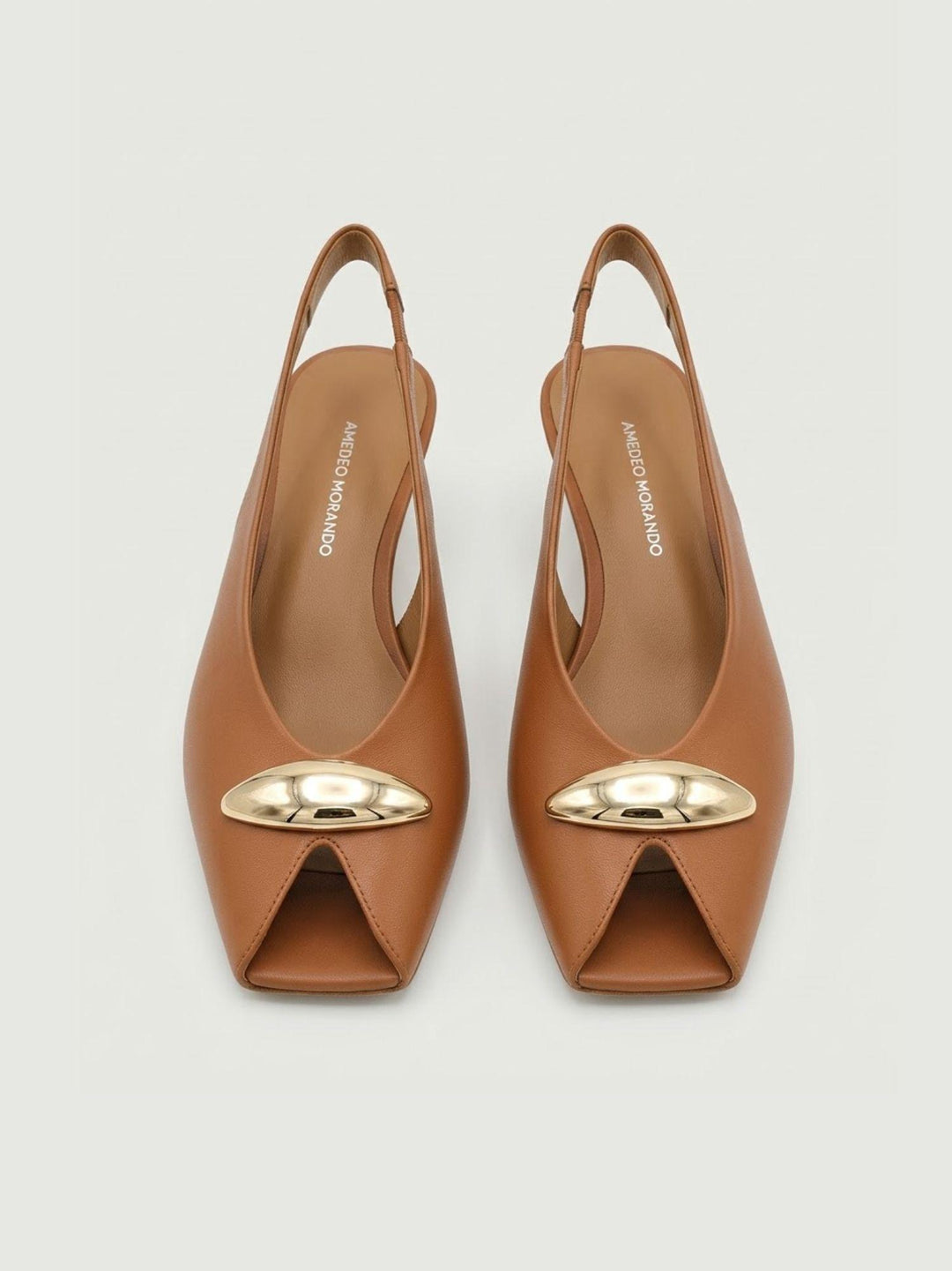 Spuntata slingback in pelle nappa cuoio R412 CUOIO ANDREA MORANDO 